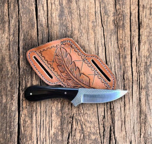 Handmade Rasp Steel Belt Knife with Buffalo Horn Grip