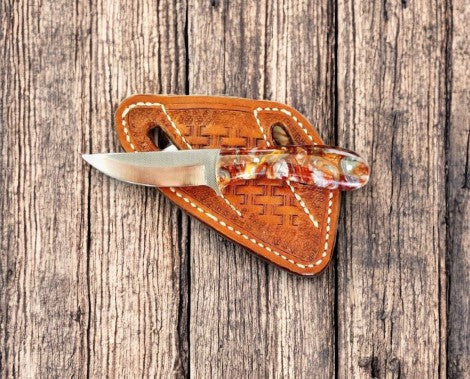 Custom Cowboy Knife with Epoxy Handle & Sheath