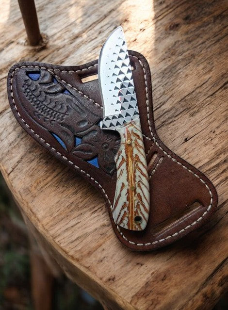 Best Ranch Cowboy Knife – 4" Rasp Steel Blade with Cross-draw Sheath