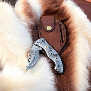 Custom Handmade Damascus Pocket Knife – 3" Blade