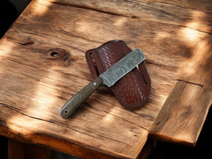 Handmade Damascus Bull Cutter Knife with Walnut Handle