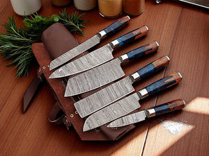 Premium Damascus Cooking Knives Set – Handmade